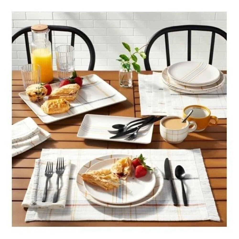 Hearth & Hand Magnolia‎ 4pk Casual Plaid Placemat Set Cream